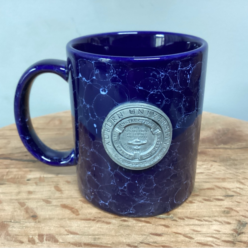 🔵 Auburn University Coffee Tea Beverage Mug Cup - Ceramic Crafted Pewter Seal